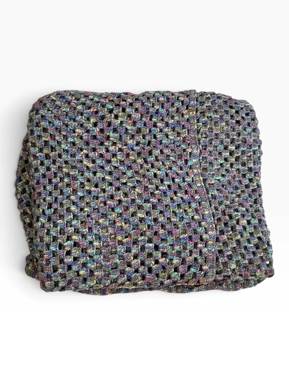 Crocheted box stitch multi tone heathered blanket/throw, Contrast edge. 6’x6’